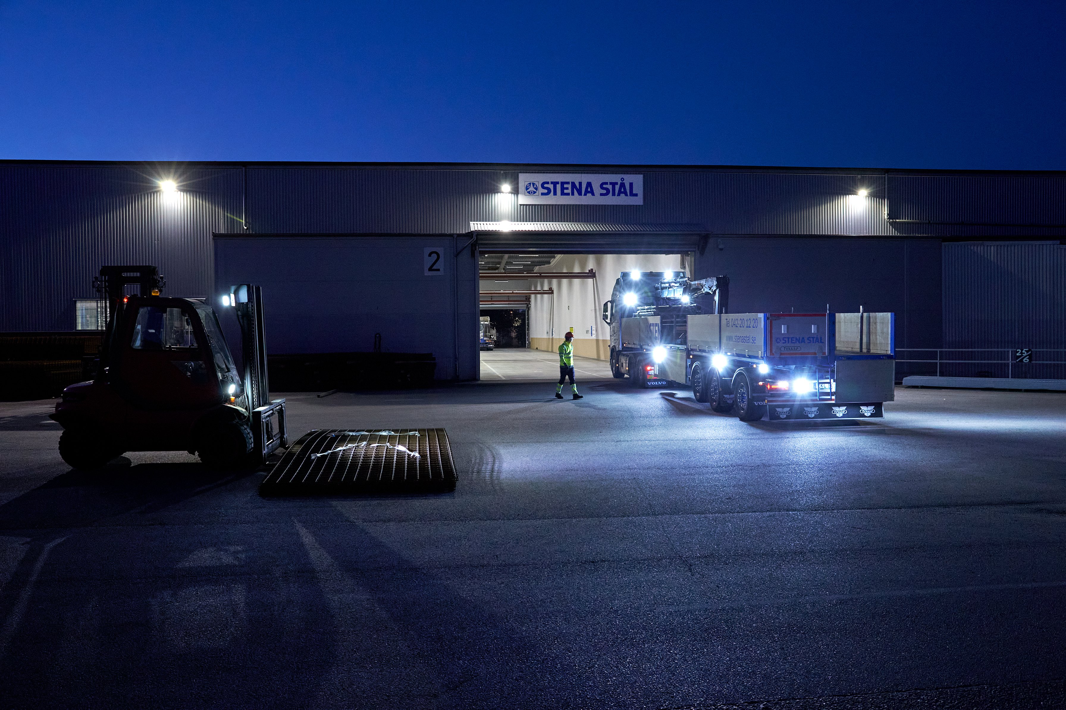 Nattvy utanför Stena Ståls filial i Helsingborg, Sverige